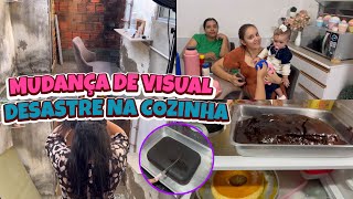 MUDANÇA DE VISUALMONTEI UM SALÃO DE BELEZA🤩DESASTRE NA COZINHA🤣MARCIA E LARA VIERAM AQUI EM CASA😍 [upl. by Ardnosal266]