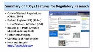 Lawyering Skills How to Use FDSys to Research Federal Regulations [upl. by Gamin]