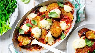 Eggplant parmigiana recipe with Chicken Schnitzel [upl. by Yewed755]