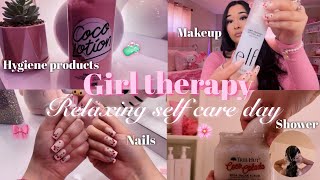 RELAXING SELF CARE DAY ♡ girl therapy relaxation shower routine pamper time makeup amp nails [upl. by Rudd848]