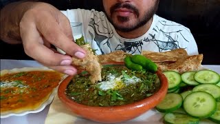 ASMR  Eating traditional food  Saag with paratha  Lassi  Daal Channa  Salad  Mukbang [upl. by Enehpets]