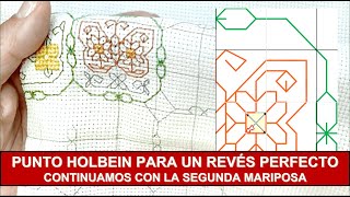 Bordemos con las técnicas blackwork y punto de cruz la segunda mariposa del muestrario PARTE II [upl. by Rimas]