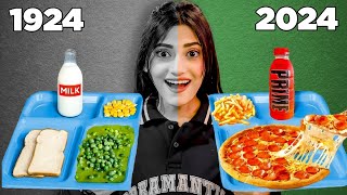 Eating 100 Years Of Food For 24 Hours Challenge  School Lunch  SAMREEN ALI [upl. by Bucella]