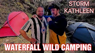 STORM KATHLEEN WATERFALL WILDCAMP WITH ANDY WARDLE  Wild camping UK [upl. by Nohsauq]