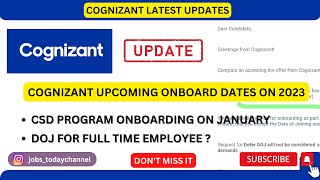 COGNIZANT ONBOARD UPDATE  JANUARY  GENC  CSD PROGRAM  FULL TIME EMPLOYEE  2022 BATCH [upl. by Biancha]