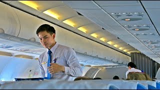 LAO AIRLINES HANDSOME CABIN CREW QV535 Flight Review VientianeSingapore VTE SIN [upl. by Dorie]