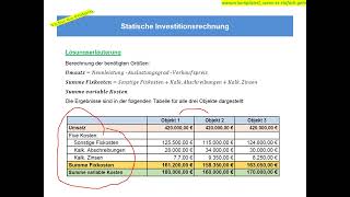 Statische Verfahren der Investitionsrechnung [upl. by Dadivitan100]