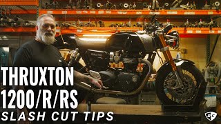 How to Install Slash Cut Tips for Triumph Thruxton 1200RRS  British Customs [upl. by Heron525]