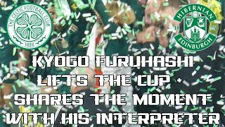 Celtic 2  Hibs 1  Kyogo Furuhashi  古橋 亨梧  Lifts Cup amp Shares Moment With Interpreter 191221 [upl. by Anailuy]