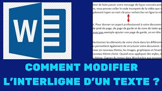 COMMENT MODIFIER LINTERLIGNE DUN TEXTE SUR WORD [upl. by Asiram917]