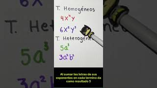 Términos Homogéneos y Heterogéneos ALGEBRA con ejemplos shorts [upl. by Okoy86]