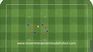 Ejercicios de fútbol  rondo de 4 jugadores contra 4 más un neutral con cuatro porterías [upl. by Tnomad]