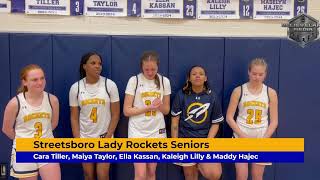 Streetsboro Lady Rockets seniors Cara Tiller Maiya Taylor Ella Kassan Kaleigh Lilly amp Maddy Hajec [upl. by Lussier]