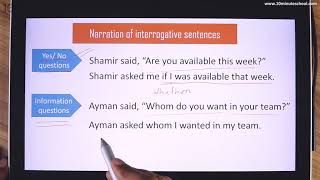 11 Narration of Interrogative Sentences [upl. by Aliak]