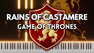 Rains of Castamere  Piano Tutorial  Cover Game of Thrones Soundtrack FREE MIDI [upl. by Bedad]