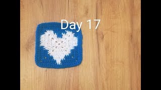 Dzień 17 kwadrat babuni na szydełku z sercem  crochet granny square day 17  30 [upl. by Emersen]