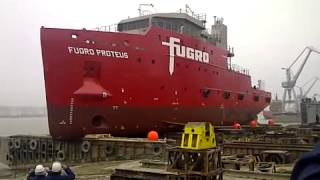 Damen ship launch for Fugro [upl. by Peregrine]