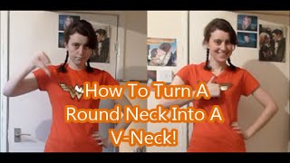 How To Turn A Round Neck Into A VNeck Tshirt [upl. by Aneloj]