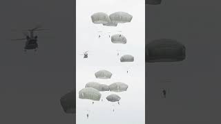 US Army Paratroopers Jump Out of a CH47 Chinook Helicopter [upl. by Nimoynib]