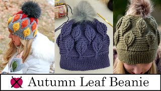 Autumn Leaf Beanie  FREE Crochet Pattern Tutorial [upl. by Tail]