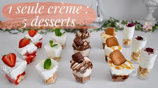 5 Verrines en 15 MIN AVEC 1 SEULE CRÈME 👌🏻Recette Facile et Rapide  Nutella Fraise Citron [upl. by Neyugn]