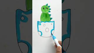 Cute Dinosaur 😱🦕🦖 drawing art shorts ytshorts diy painting [upl. by Manny]