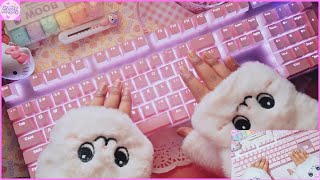 Kawaii keyboard Asmr unboxing  RAPOO V500 Pro Unboxing  The Best Pink Mechanical Gaming Keyboard [upl. by Nahtaoj732]