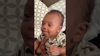 Baby talks at 2 months old Says “hi” first word babyboy familyvlog babyshorts babytalk [upl. by Rehctaht295]