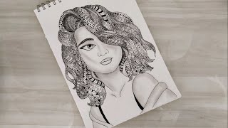 How to draw Mandala art of a girl  Zentangle art  Doodle art  step by step  For beginners [upl. by Hanahsuar]