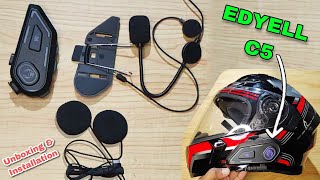 EDYELL Motorcycle Helmet Bluetooth Headset  Edyell C5 best intercom for helmet [upl. by Nozicka]