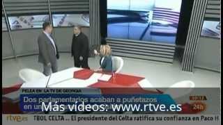 Pelea entre diputados en una televisión de Georgia [upl. by Brasca598]