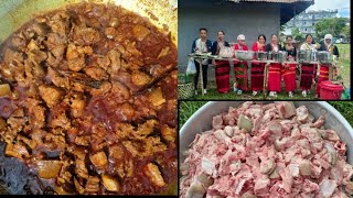 Solung Festival Celebration Cooking Pork Meat AdiTribe​ ArunachalPradesh​ SolungFestival​ [upl. by Aekal690]