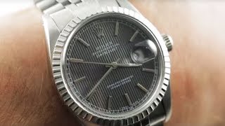 Rolex Datejust Engine Turned Bezel Tapestry Dial 16030 Luxury Watch Review [upl. by Aikemet]