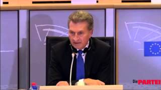 Sonneborn vs Oettinger im Europaparlament quotKönnen Sie diese Frage bitte auf Englisch beantwortenquot [upl. by Leafar]