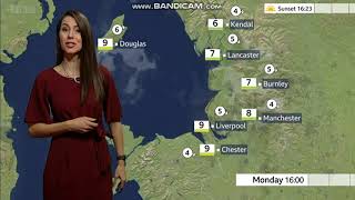 Kaye Forster weather presenter on north west news in a dark red dress [upl. by Nilpik]