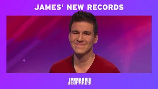 James Holzhauer 10 Wins and New Jeopardy Records  JEOPARDY [upl. by Cattan]