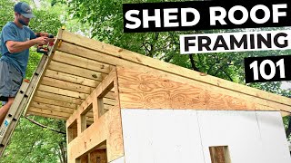 DIY Shed Roof Framing How to Build a Shed Roof Make Birdsmouth Cuts and Install Plywood Decking [upl. by Admama]