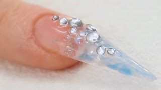 Icy Blue Marble UV Gel Stiletto Nail Tutorial [upl. by Cruickshank]