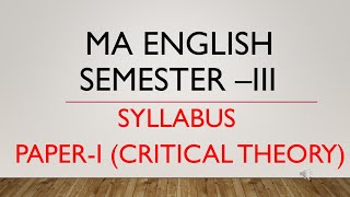 MA ENGLISH SEMESTER III SYLLABUS II ALL MP GOVT UNIVERSITIES II APSU UNIVERSITY II PG ENGLISH SYLLAB [upl. by Asilrak307]