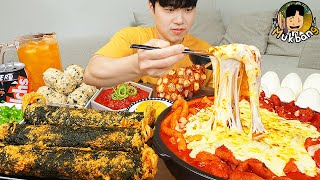 ASMR MUKBANG 직접 만든 대왕 가래떡 떡볶이 불닭볶음면 소세지 핫도그 먹방 amp 레시피 FIRE NOODLES AND Tteokbokki EATING SOUND [upl. by Issie606]