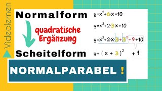 Normalform in Scheitelform quadratische Ergänzung von Normalform in Scheitelpunktform Video [upl. by Valaria760]