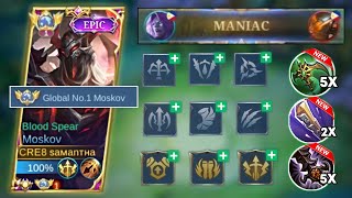 PATCH UPDATE MOSKOV BEST BUILD amp EMBLEM SET 2023  TOP 1 GLOBAL MOSKOV  MOBILE LEGENDS [upl. by Eniloj]