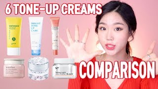 6 different TONE UP CREAMS comparison Goodal Innisfree Somebymi Missha Juicyful and DrJart [upl. by Hsuk525]