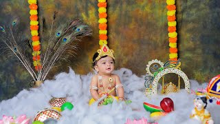 Janmashtami baby photoshoot ideas at home krishna baby photoshoot  baby photoshoot ideas [upl. by Valentino]