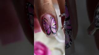 Diseño mariposa con semipermanente y painting gel nails nailart nailstyle uñasacrilicas [upl. by Assylem720]