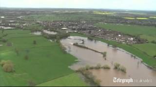 Flooding in Tewkesbury Gloucestershire seen from the air [upl. by Adnuhser238]