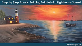 How to Paint a Lighthouse Sunset StepbyStep Acrylic Painting Tutorial for Beginners [upl. by Hengel492]