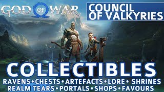 God of War  Council of Valkyries All Collectible Locations Ravens Chests Artefacts Shrines [upl. by Aicenod]