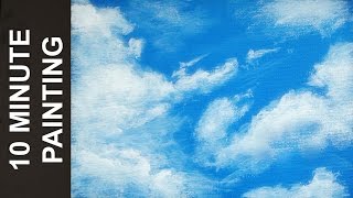 Painting a Sky full of Clouds with Acrylics in 10 Minutes [upl. by Alamac]