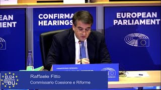 Raffaele Fitto ha svolto la sua audizione come candidato vicepresidente della Commissione Europea [upl. by Goldin]